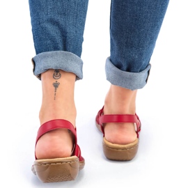 Sandalias cómodas de mujer sin cordones con bandas elásticas, rojo, Rieker 60804-33 7