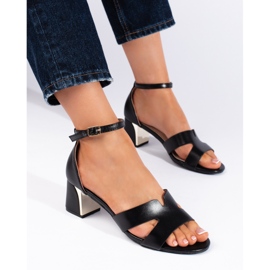 Sandalias negras de tacón bajo negro 3
