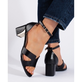 Sandalias negras de tacón bajo negro 2