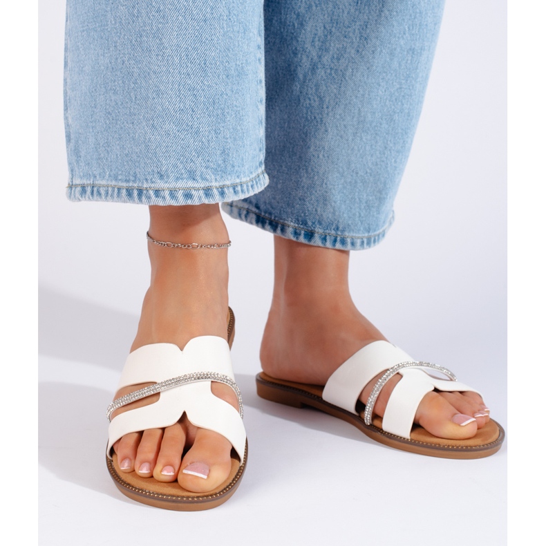 Chanclas blancas de mujer elegantes blanco 1
