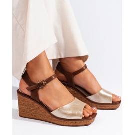 Sandalias de cuña doradas para mujer de Sergio Leone dorado 3