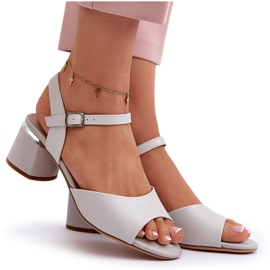 Sandalias Tacón Bajo Mujer Piel Ecológica Sergio Leone SK876 Gris 9