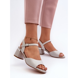 Sandalias Tacón Bajo Mujer Piel Ecológica Sergio Leone SK876 Gris 3