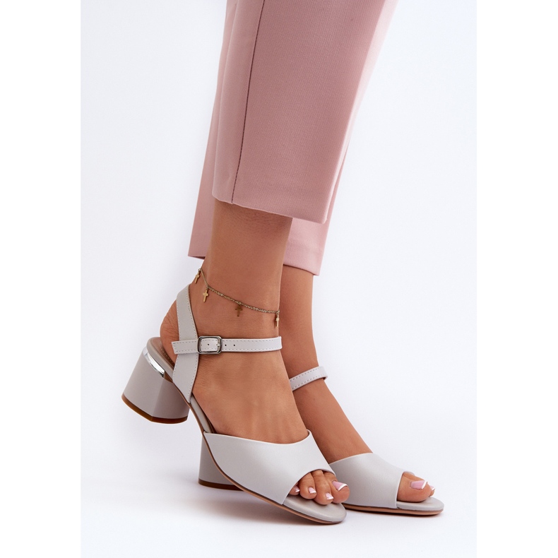 Sandalias Tacón Bajo Mujer Piel Ecológica Sergio Leone SK876 Gris 2