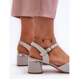 Sandalias Tacón Bajo Mujer Piel Ecológica Sergio Leone SK876 Gris 5