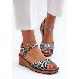 Sandalias Cuña Mujer Sergio Leone SK303 Blanco y Negro 5