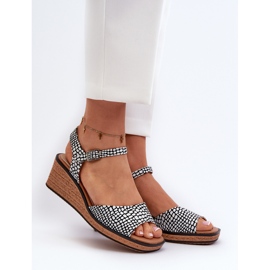 Sandalias Cuña Mujer Sergio Leone SK303 Blanco y Negro 3