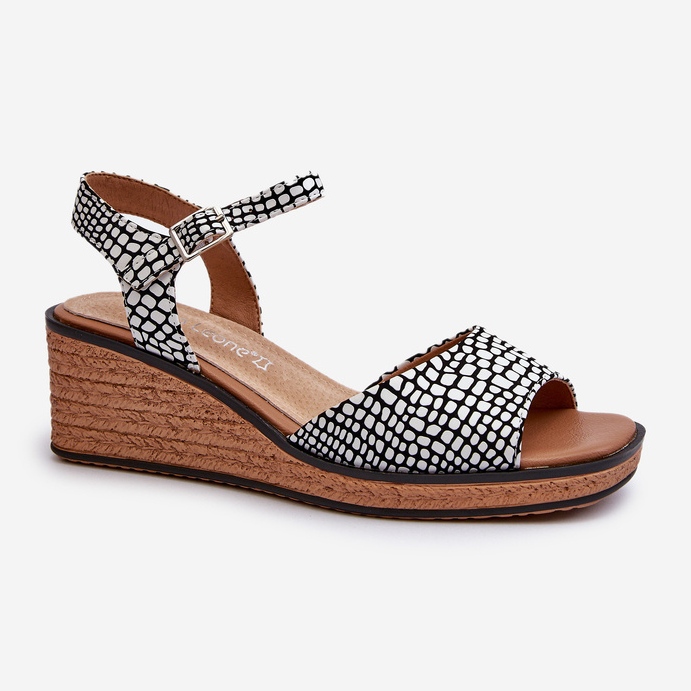 Sandalias Cuña Mujer Sergio Leone SK303 Blanco y Negro 2