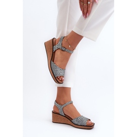 Sandalias Cuña Mujer Sergio Leone SK303 Blanco y Negro 7