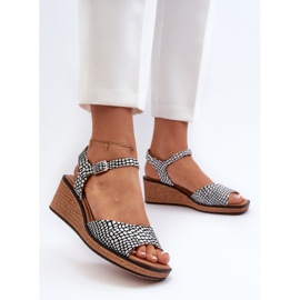 Sandalias Cuña Mujer Sergio Leone SK303 Blanco y Negro 4