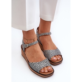 Sandalias Cuña Mujer Sergio Leone SK303 Blanco y Negro 8