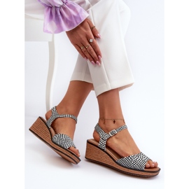 Sandalias Cuña Mujer Sergio Leone SK303 Blanco y Negro 9