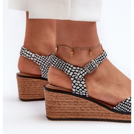 Sandalias Cuña Mujer Sergio Leone SK303 Blanco y Negro 6