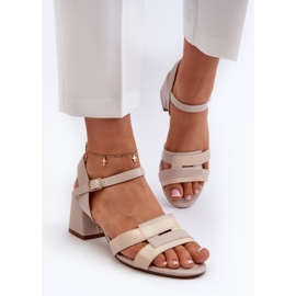 Sandalias de Tacón Alto para Mujer Elaboradas en Piel Ecológica Sergio Leone SK894 Beige 4
