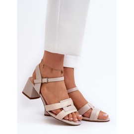 Sandalias de Tacón Alto para Mujer Elaboradas en Piel Ecológica Sergio Leone SK894 Beige 2