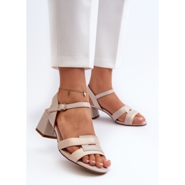 Sandalias de Tacón Alto para Mujer Elaboradas en Piel Ecológica Sergio Leone SK894 Beige 3