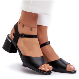 Sandalias Mujer Tacón Bajo Piel Ecológica Sergio Leone SK876 Negro 9
