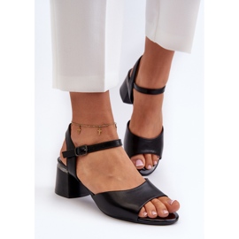 Sandalias Mujer Tacón Bajo Piel Ecológica Sergio Leone SK876 Negro 4