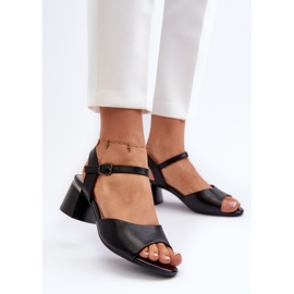 Sandalias Mujer Tacón Bajo Piel Ecológica Sergio Leone SK876 Negro 3