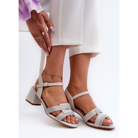 Sandalias de Tacón Alto para Mujer Elaboradas en Piel Ecológica Sergio Leone SK894 Gris 7