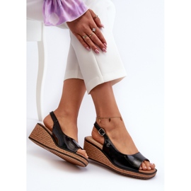 Sandalias Mujer Charol Cuña Sergio Leone SK301 Negro 1