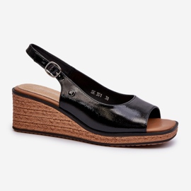 Sandalias Mujer Charol Cuña Sergio Leone SK301 Negro 2