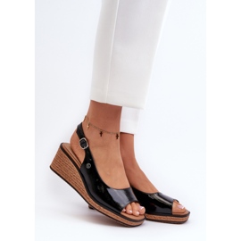 Sandalias Mujer Charol Cuña Sergio Leone SK301 Negro 3