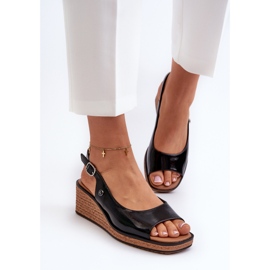 Sandalias Mujer Charol Cuña Sergio Leone SK301 Negro 5