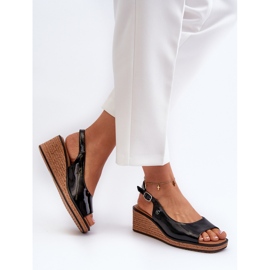 Sandalias Mujer Charol Cuña Sergio Leone SK301 Negro 7