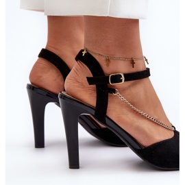 Sandalias De Mujer Con Tacón Alto Ante Ecológico Con Cadena Sergio Leone SK925 Negro 6