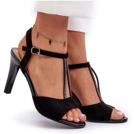 Sandalias De Mujer Con Tacón Alto Y Tiras Decoradas Sergio Leone SK924 Negro 8