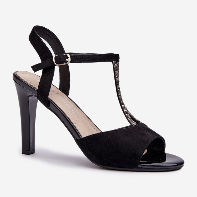 Sandalias De Mujer Con Tacón Alto Y Tiras Decoradas Sergio Leone SK924 Negro 1