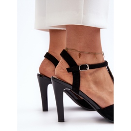 Sandalias De Mujer Con Tacón Alto Y Tiras Decoradas Sergio Leone SK924 Negro 5