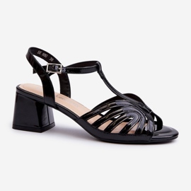 Sandalias Tacón Mujer Charol Sergio Leone SK880 Negro 1