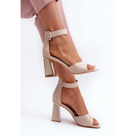 Sandalias Elegantes de Mujer con Tacón Alto Beige Rosazara 1