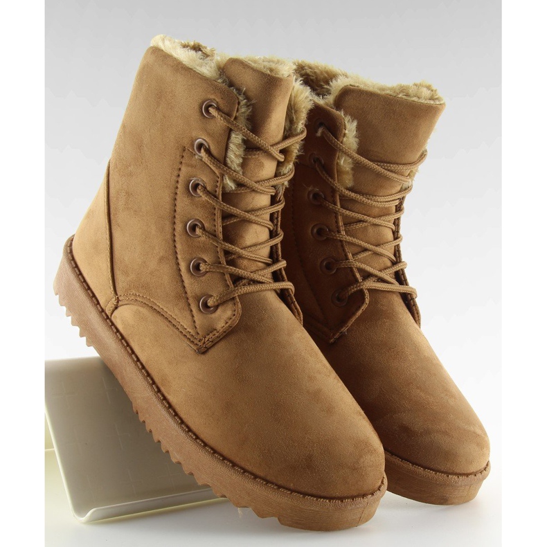 Botas de nieve de mujer con cordones marrón camel 1