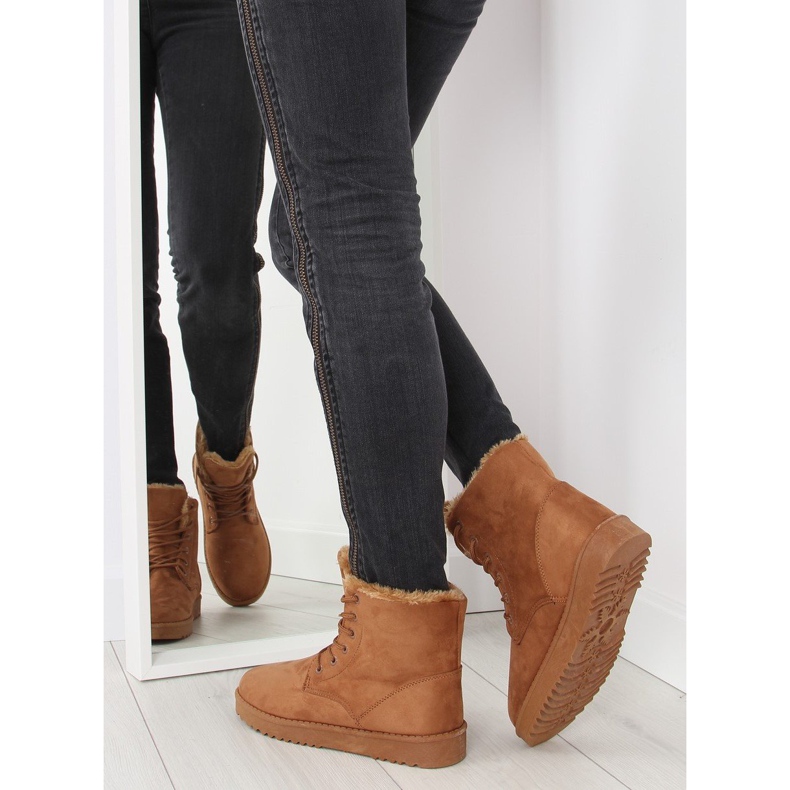 Botas de nieve de mujer con cordones marrón camel 2