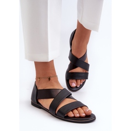 Sandalias de piel con ribete, Negro Puglia 4