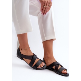 Sandalias de piel con ribete, Negro Puglia 7
