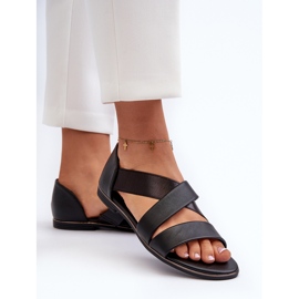 Sandalias de piel con ribete, Negro Puglia 5