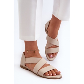 Sandalias Puglia de piel beige con ribete 4