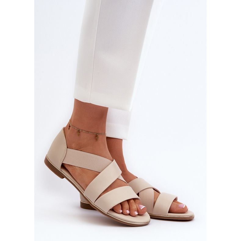 Sandalias Puglia de piel beige con ribete 2