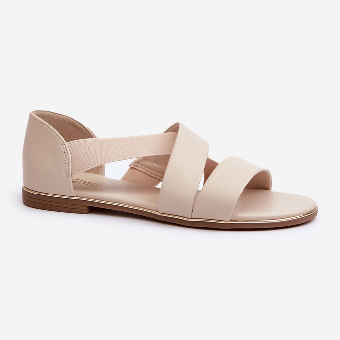 Sandalias Puglia de piel beige con ribete 1