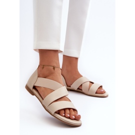 Sandalias Puglia de piel beige con ribete 3
