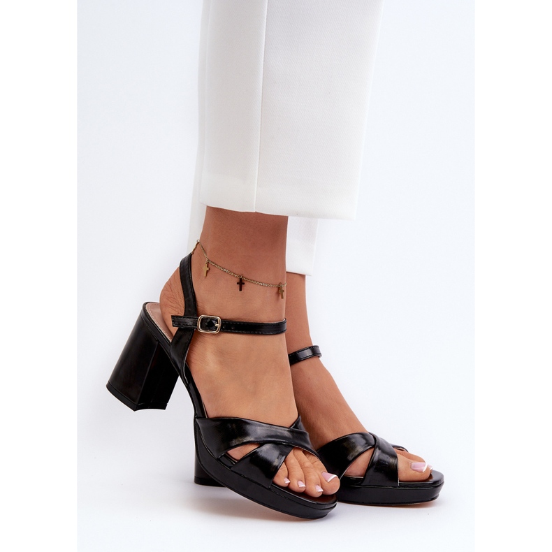 Sandalias Mujer Tacón Alto Piel Ecológica Negro Jatine 2