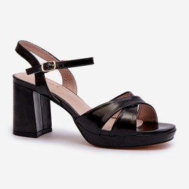 Sandalias Mujer Tacón Alto Piel Ecológica Negro Jatine 1
