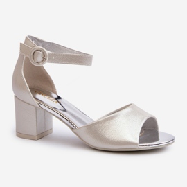 Vinceza 20100 Sandalias Tacón Piel Plata 1