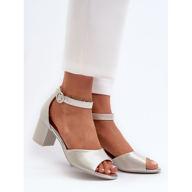 Vinceza 20100 Sandalias Tacón Piel Plata 2