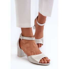 Vinceza 20100 Sandalias Tacón Piel Plata 4