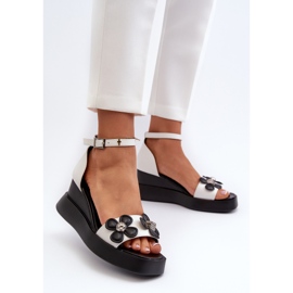 Sandalias De Mujer Con Plataforma Y Cuña Con Flores, Blanco Foviana 3